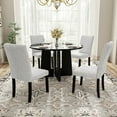 thumbnail image 1 of Harper & Bright Designs 5 Piece Round Dining Table Set for 4, Modern Marble Dining Table and 4 High Back Upholstered Chairs for Dining Room Kitchen, Beige+Black, 1 of 19