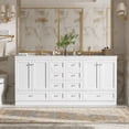 thumbnail image 1 of Harper & Bright Designs 72" Bathroom Vanity Set with Double Sink, Vanity Cabinet with 4 Cabinet Doors and 8 Drawers, Wood Bathroom Cabinet with Ceramic Basin for Bathroom, White, 1 of 19