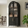 thumbnail image 1 of Harper & Bright Designs Arched Kitchen Pantry Cabinet with Glass Door and Shelves, Tall Farmhouse Kitchen Storage Cabinet with Hidden Drawer and Versatile Cupboard, 71", Black, 1 of 18
