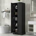 thumbnail image 1 of Harper & Bright Designs Bathroom Storage Cabinet with Doors, Modern Freestanding Storage Cabinet with Adjustable Shelves for Bathroom, Black, 1 of 14