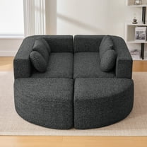 Harper & Bright Designs Boneless Couch Modular Sectional Sofa, Sponge Compression Sofa Free combination, Curved Foam Floor Sofa Bed with Deep Seating for Living Room, Black