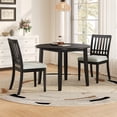 thumbnail image 1 of Harper & Bright Designs Breakfast Small Dining Table Set for 2, 3 Pieces Folding Round Table Set with Drop Leaf and 2 Upholstered Chairs for Small Place Kitchen, Black, 1 of 19