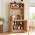 thumbnail image 1 of Harper & Bright Designs Compact Kitchen Pantry, Kitchen Pantry Storage Cabinet with Power Outlet, Tall Farmhouse Kitchen Hutch with Adjustable Shelf for Dining Living Room, Natural, 1 of 20