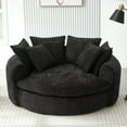 thumbnail image 1 of Harper & Bright Designs Compressed Round Chaise Sofa, Foam Chenille Single Sofa Chair, Boneless Round Sofa with 8 Throw Pillows for Living Room, Black, 1 of 17