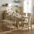 thumbnail image 1 of Harper & Bright Designs Expandable Dining Table Set for 6, Wooden Rectangular Kitchen Table with Removable Leaf, 4 Upholstered Dining Chairs and Long Bench, Natural, 1 of 20