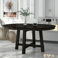 thumbnail image 1 of Harper & Bright Designs Farmhouse Dining Table with Leaf, Round Extendable Kitchen Table, Wood Black Table for Dining Room and Living Room, 1 of 14