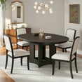thumbnail image 1 of Harper & Bright Designs Farmhouse Extendable Round Dining Table Set for 4, 5 Pieces Kitchen Table Set with Removable Leaf and 4 Upholstered Chairs for Small Places, Beige, Espresso, 1 of 16