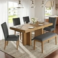 thumbnail image 1 of Harper & Bright Designs Farmhouse Extendable Wood Dining Table Set for 6, Kitchen Table Set with Bench and 4 Upholstered Chairs for Kitchen Dining Room, Gray, 1 of 17