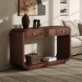 thumbnail image 1 of Harper & Bright Designs Farmhouse Rectangular Console Table with Storage, Narrow Entryway Table with 3 Drawers and Shelf, Wood Curved Sofa Table for Living Room, Hallway, Walnut, 1 of 13