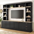 thumbnail image 1 of Harper & Bright Designs Farmhouse Wall Unit Entertainment Center 4-Piece with Bookshelves, Media Console with Adjustable Shelves, Large TV Stand with Storage for 75" TV, Black, 1 of 16