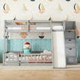 thumbnail image 1 of Harper & Bright Designs Floor Bunk Bed Twin Over Full with Storage Staircase, Solid Wood Bunk Bed with Slide and Guardrail, Grey, 1 of 9