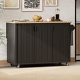 thumbnail image 1 of Harper & Bright Designs Fluted Kitchen Island with Drop Leaf, Farmhouse Kitchen Island on Wheels with Internal Storage Rack, Rolling Kitchen Cart with Towel Rack for Dining Room, Black, 1 of 16