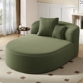 thumbnail image 1 of Harper & Bright Designs Foam Chaise Indoor Lounge, Corduroy Boneless Curved Lounge Couch, Compressed Floor Single Sofa Chair with Two Supportive Pillows for Living Room , Green, 1 of 19