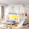 thumbnail image 1 of Harper & Bright Designs Full over Full Bunk Bed with Storage Cabinet and Hanging Rod, Metal Bunk Bed Frame with Slide & Ladder, House Bunk Bed with Curtain, Guardrails and LED Light Strip, White, 1 of 16