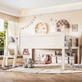 thumbnail image 1 of Harper & Bright Designs Full Loft Bed with Side Book Shelf, Solid Wood Low Loft Bed Frame with Full-Length Guardrails and Ladder for Boys Girls, Beige, 1 of 15