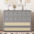 thumbnail image 1 of Harper & Bright Designs Full Murphy Bed Cabinet Bed, Full Size Murphy Bed with Storage Drawers, Wood Full Wall Bed Rattan Chest Murphy Bed Frame, Gray, 1 of 18