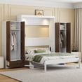 thumbnail image 1 of Harper & Bright Designs Full Murphy Bed Wall Bed with Closet, Full Size Cabinet Bed Folding Wall Bed with Storage Drawers and Desk for Guest Room Office, White, 1 of 13