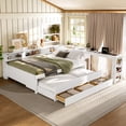thumbnail image 1 of Harper & Bright Designs Full Size Daybed Bed with Trundle and Storage Drawers, Wood Corner Bed Frame with Desk and Side Shelves for Boys and Girls, White, 1 of 13