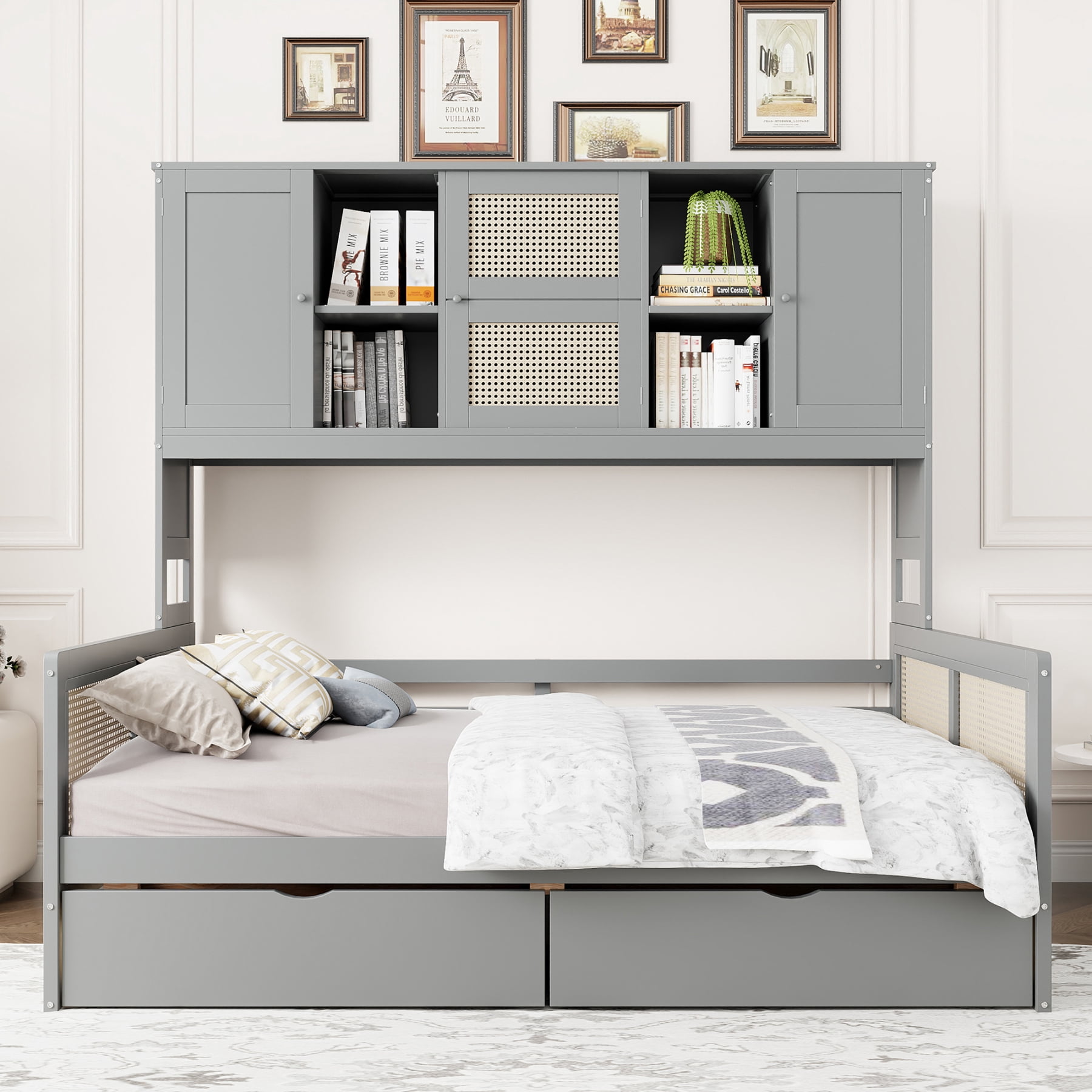 Harper & Bright Designs Full Size Daybed with and Storage Bookcase ...