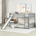 thumbnail image 1 of Harper & Bright Designs Full Size Floor Bunk Bed with Slide and Ladder, Full over Full Wood Bunk Bed with Guardrail for Bedroom, Gray, 1 of 16