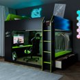 thumbnail image 1 of Harper & Bright Designs Full Size Gaming Loft Bed with Height-adjustable Desk & RGB Lights, Full Wood Loft Bed Frame with Storage Compartments & Hanging Rod, Green, 1 of 18