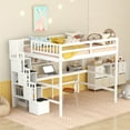 thumbnail image 1 of Harper & Bright Designs Full Size Loft Bed with Desk, Wooden Loft Bed Frame with Staircase and Shelves for Bedroom, White, 1 of 9