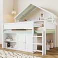 thumbnail image 1 of Harper & Bright Designs Full Size Loft Bed with Storage Cabinet & Shelves, Full Wood Playhouse Loft Bed Frame with Canopy Roof, White, 1 of 12