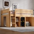 thumbnail image 1 of Harper & Bright Designs Full Size Low Loft Bed with Storage Cabinet and Chalkboard Panel, Full Wooden Loft Bed Frame with Storage Shelves for Bedroom, Natural, 1 of 10