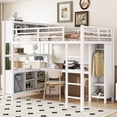thumbnail image 1 of Harper & Bright Designs Full Size Metal Loft Bed with Wardrobe And L-shaped Desk, Heavy-duty Loft Bed with Storage Cubes and Shelves, White, 1 of 14