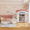 thumbnail image 1 of Harper & Bright Designs Full Size Offset Bunk Bed with Wardrobe & Drawers, Wood Space-Saving Bunk Bed Full over Full Size with Built-in Closet, Hanging Rod, Upholstered Guardrail & Storage, White, 1 of 20