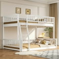 thumbnail image 1 of Harper & Bright Designs Full XL Over Queen Bunk Bed, Detachable Bunk Beds, Wood Bunk Bed Frame with Ladder and Guardrails, White, 1 of 11