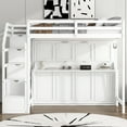 thumbnail image 1 of Harper & Bright Designs Full XL Size Loft Bed, Full Size Murphy Bed, Hideaway Bed with LED Light and Storage Staircase, Cabinet Wall Bedframe for Small Space, White, 1 of 13