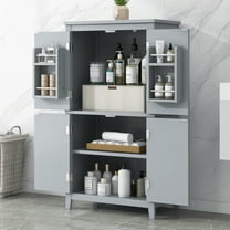 Harper & Bright Designs Gray Bathroom Storage Cabinet with Doors, Modern Floor Cabinet with Adjustable Shelves for Bathroom