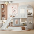 thumbnail image 1 of Harper & Bright Designs House Bunk Beds with Slide, Twin over Full Playhouse Bunk Bed, Wood Bunk Beds with Roof and Windows for Boys or Girls, White, 1 of 16