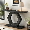 thumbnail image 1 of Harper & Bright Designs Irregular Wood Console Table , Unique Narrow Entryway Table with Innovative Hollow Hexagon Leg Structure for Hallway and Entryway , Black, 1 of 8