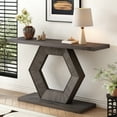 thumbnail image 1 of Harper & Bright Designs Irregular Wood Console Table , Unique Narrow Entryway Table with Innovative Hollow Hexagon Leg Structure for Hallway and Entryway , Natural, 1 of 8