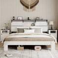 thumbnail image 1 of Harper & Bright Designs King Size Platform Bed with Charging Station, Wood Platform Bed Frame with Storage, White, 1 of 7
