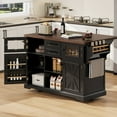 thumbnail image 1 of Harper & Bright Designs Kitchen Island with Drop Leaf and Wheels, Kitchen Storage Cart with 4 Door Shelves, Farmhouse Rolling Kitchen Island with Power Outlet and Visual Glass Door, Black, 1 of 13