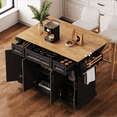 thumbnail image 1 of Harper & Bright Designs Kitchen Island with Extendable Dining Table, Kitchen Storage Cart with Drawers and Internal Storage Rack, Rolling Kitchen Prep Island with Power Outlet, Black, 1 of 15