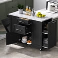 thumbnail image 1 of Harper & Bright Designs Kitchen Island with Storage Tilt Trash Can Cabinet and Pull Out Cabinet Organizer, Rolling Kitchen Island on 5 Wheels with Drop Leaf, Drawers and Door, Black, 1 of 18