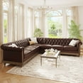 thumbnail image 1 of Harper & Bright Designs L-Shaped Chesterfield Sofa with Rolled Arms, PU Mid-Century Sofa Padded Seat, Button Tufted Sofa with Nailhead Trim and Backres, Dark Brown, 1 of 10
