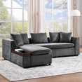thumbnail image 1 of Harper & Bright Designs L-Shaped Sectional Sofa Set, 4-Seat Couch with Wooden Storage Compartment, Chenille Upholstered Sectional Sofe for Living Room, Gray, 1 of 17