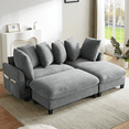 thumbnail image 1 of Harper & Bright Designs L-Shaped Sectional Sofa Set with Storage Underneath, 3-Seat Couch with Movable Storage Ottoman, Chenille Upholstered Sectional Sofe for Small Space, 83", Grey, 1 of 17