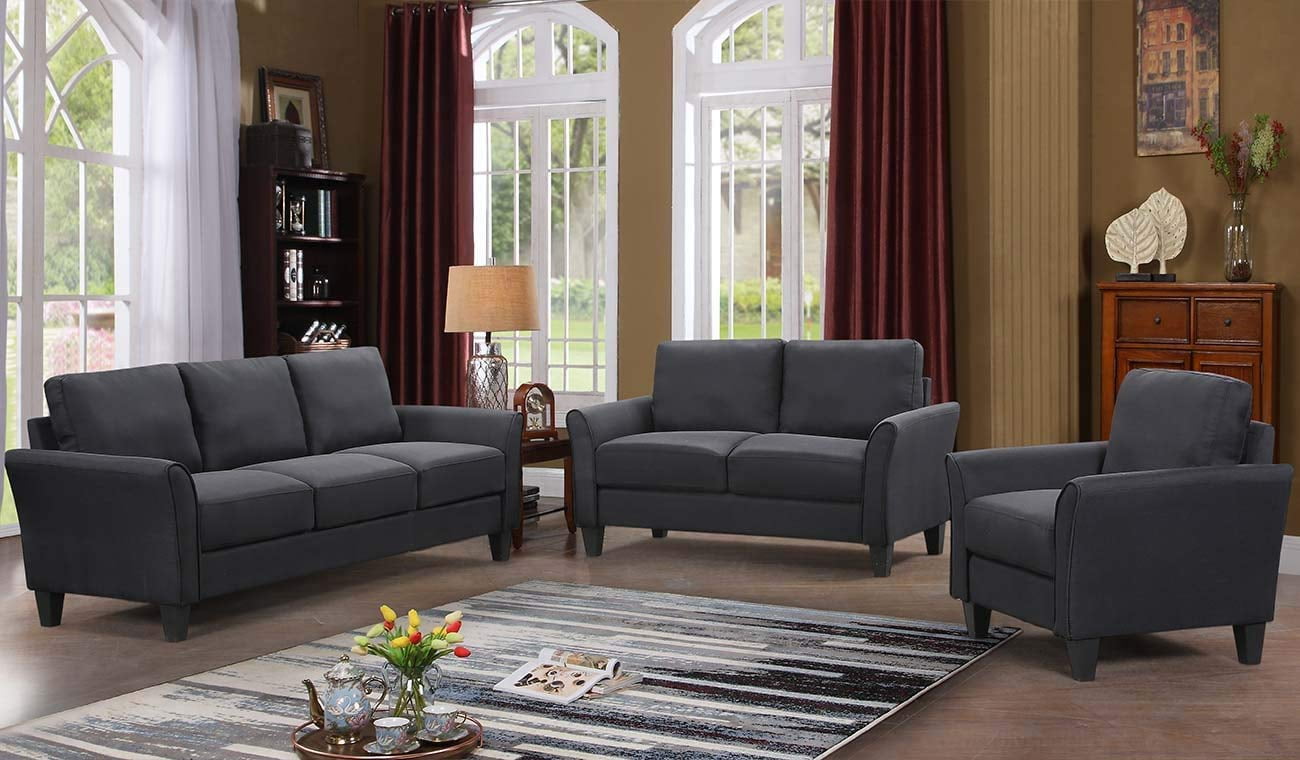 Harper&Bright Designs Living Room 3-Piece Contemporary Upholstered Sofa ...