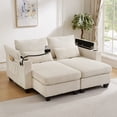 thumbnail image 1 of Harper & Bright Designs Loveseat Sofa Bed, Corduroy Sleeper Sofa with USB Ports, Convertible Chaise Lounge Indoor with Two Cup Holders, Phone Holder and Storage, Beige, 1 of 12