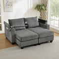 thumbnail image 1 of Harper & Bright Designs Loveseat Sofa Bed, Corduroy Sleeper Sofa with USB Ports, Convertible Chaise Lounge Indoor with Two Cup Holders, Phone Holder and Storage, Grey, 1 of 13