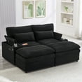 thumbnail image 1 of Harper & Bright Designs Loveseat Sofa with Two Movable Ottomans, Free-combined Sectional Convertible Sofa Bed with Storage, Chaise Indoor Lounge with USB Ports and Cup Holders, Black, 1 of 17