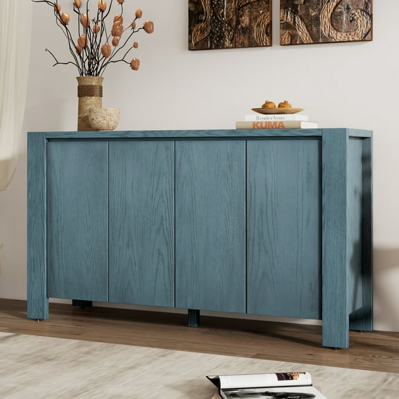 Harper & Bright Designs Minimalist Sideboard Cabinet with Storage, Wood Buffet Cabinet with Adjustable Shelves for Living Room, Navy