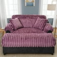thumbnail image 1 of Harper & Bright Designs Modern Chaise Indoor Lounge, Cloud Sofa Bed Chair, Faux Rabbit Fur Fabric Lounge Chaise with Pillows for Living Room, Wine Red, 1 of 18