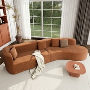 Harper & Bright Designs Modern Curved Floor Sofa Set, Modular Sectional Sponge Couch for Living Room, 2 PC Free Combination No Assembly Foam-Filled Sofa, Orange